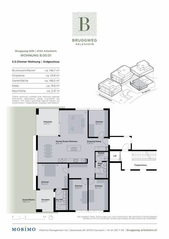 Schöne 5.5-Zimmer-Gartenwohnung - Bruggweg, Arlesheim - Bild 7