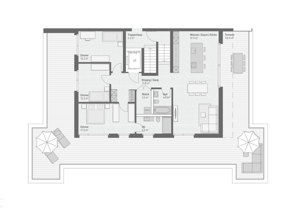 4.5 Zimmer Attikawohnung mit 133 m² Terrasse - Bild 7